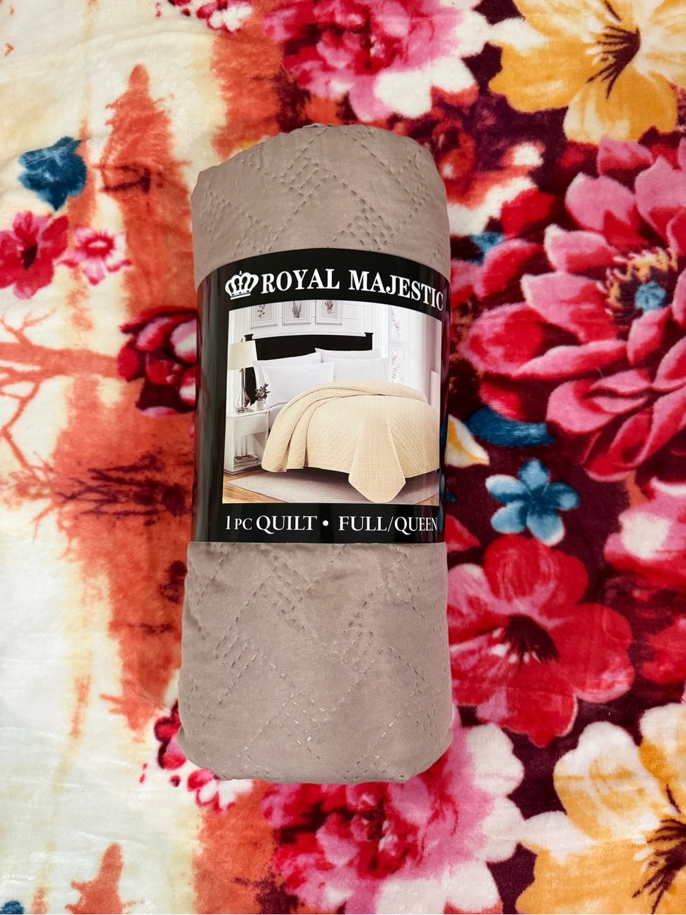 Taupe Neutral Quilted Bedspread